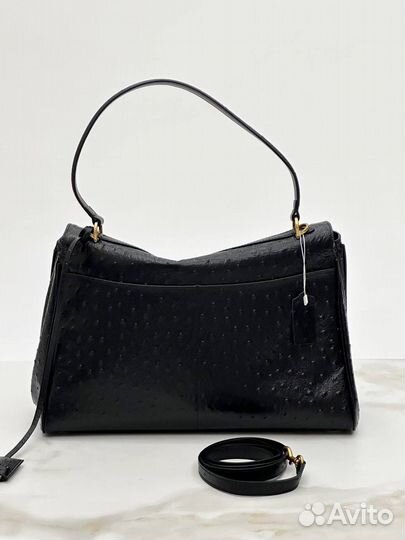 Сумка Balenciaga Rodeo кожа страус чёрная