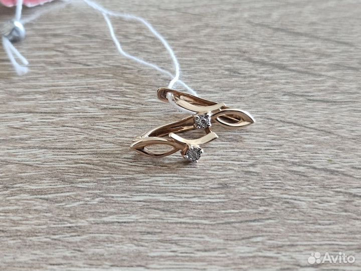 Золотые серьги с бриллиантами 585 пробы