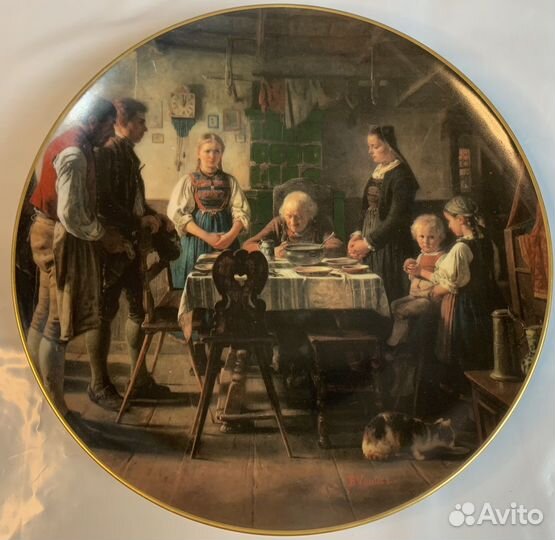 Немецкая Настенная Тарелка. Винтаж. Клейма. Обед