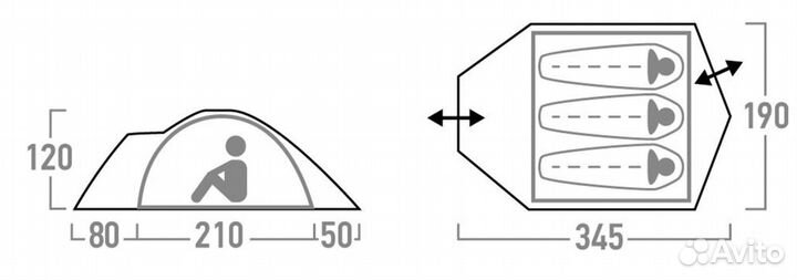 Палатка туристическая 3 местная