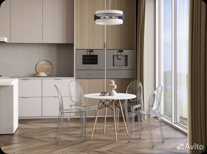 Стол кухонный деревянный eames DSW 90 белый