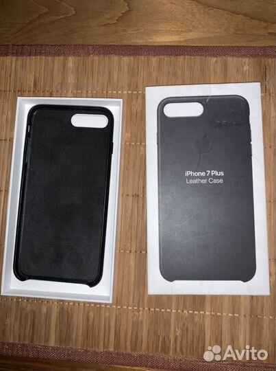 Чехол оригинальный кожаный чёрный, новый для Apple