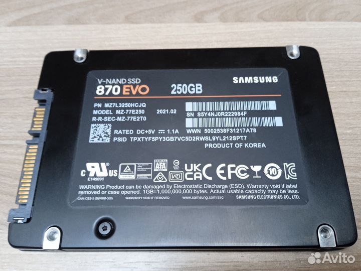 SSD Samsung 870 EVO 250gb