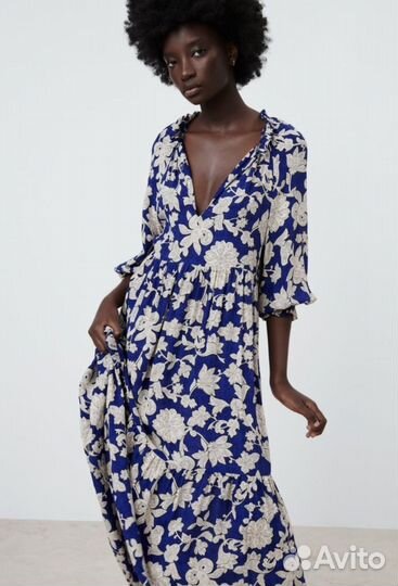 Платье летнее цветочное Зара оверсайз S