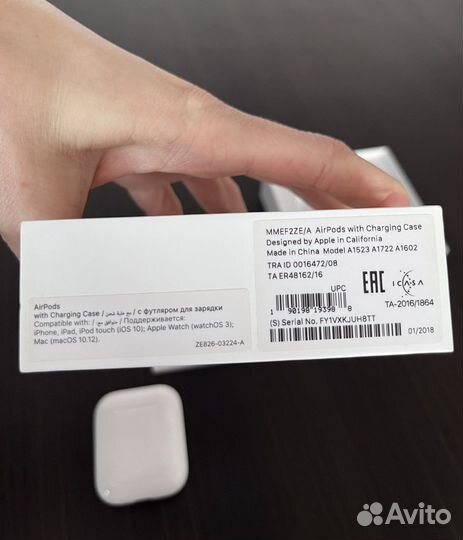 Оригинальные кейс и наушники apple AirPods 2