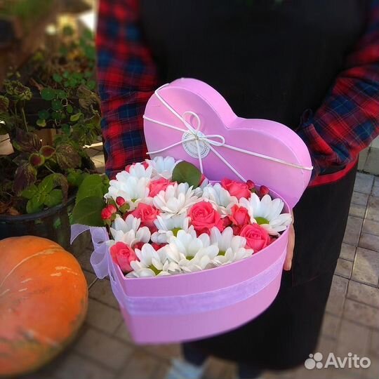 Сердце из цветов 048