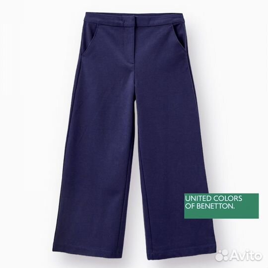 Брюки школьные 158 Benetton широкие синие