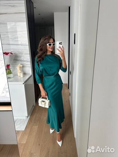 Платье вечернее, костюм шелк с юбкой