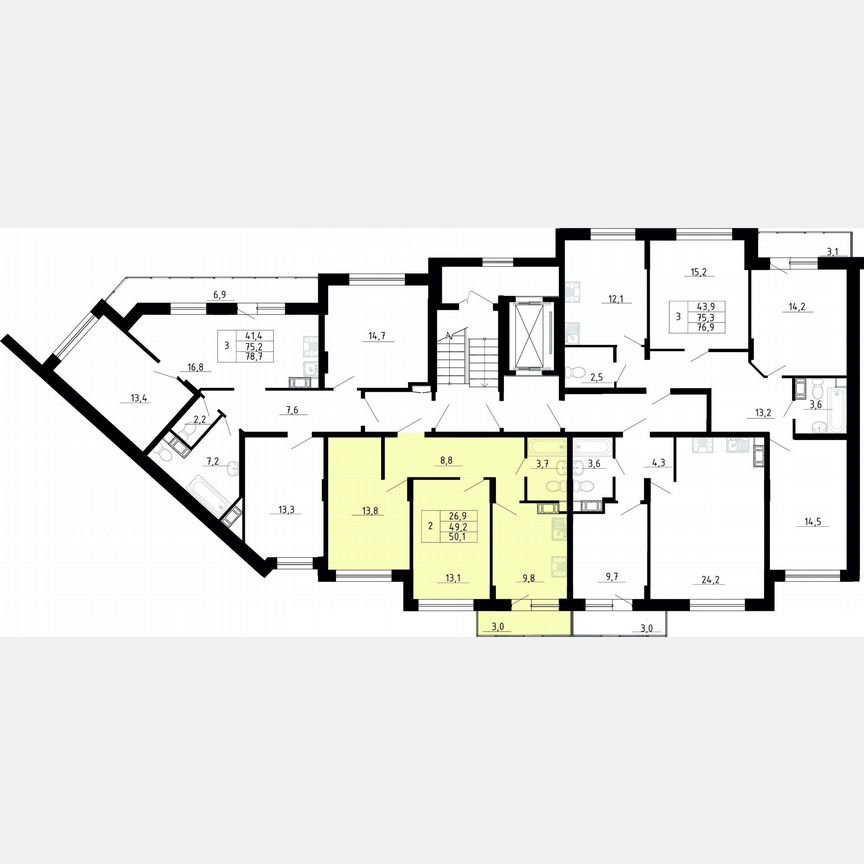 2-к. квартира, 49,2 м², 8/8 эт.