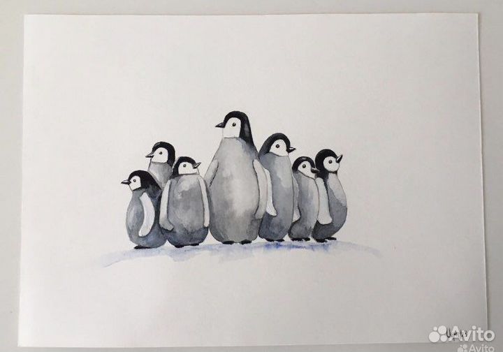 Этюды акварелью птицы: Синицы, снегири и др