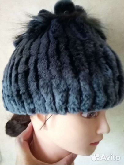 Шапка женская из меха кролика, норки