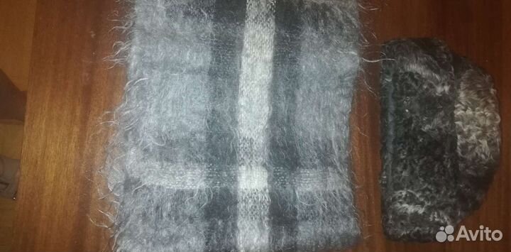 Мужская каракулевая шапка-пилотка 54-55, шарф