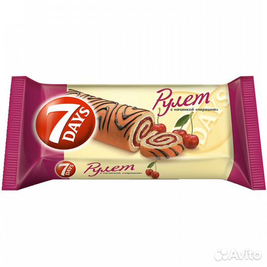 Рулет 7 Дейс (7Days) Бисквитный Черешня 300г