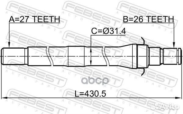 Полуось перед прав hyundai IX35/tucson 14