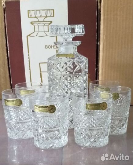 Штоф и стаканы хрустальные Богемия