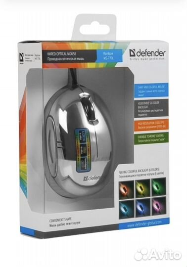 Мышь Defender Rainbow MS-770L Chrome