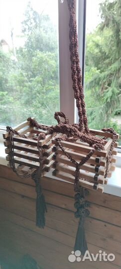 Кашпо подвесное дерево макраме