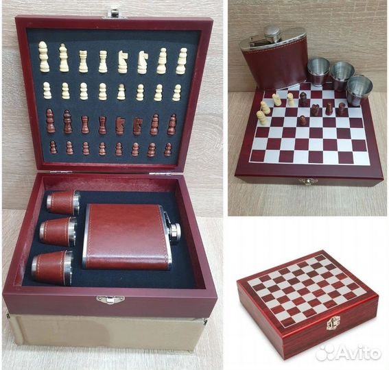 Подарочный набор шахматы +фляга и стопки