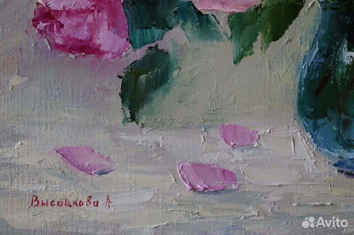 Картина маслом Пионы Цветы 40х50см