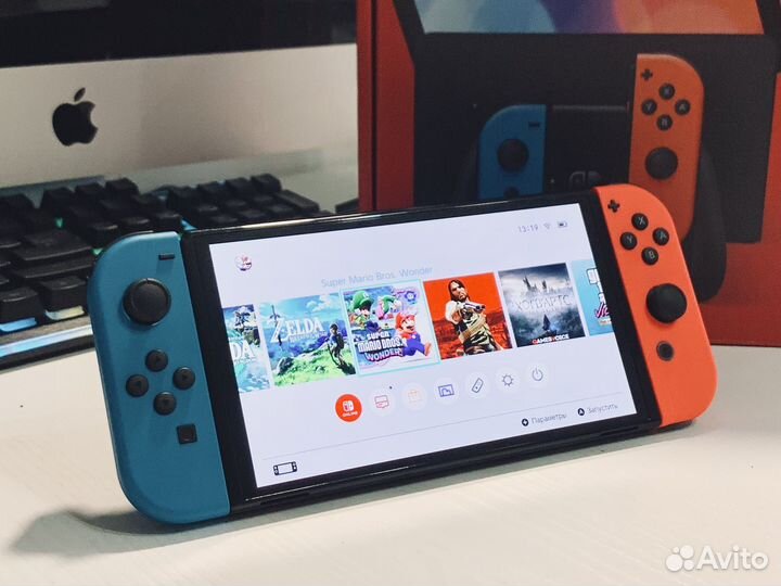 Nintendo Switch Oled Neon новый прошитый 128гб