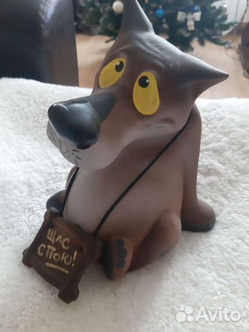 Копилка большая керамическая волк 20см