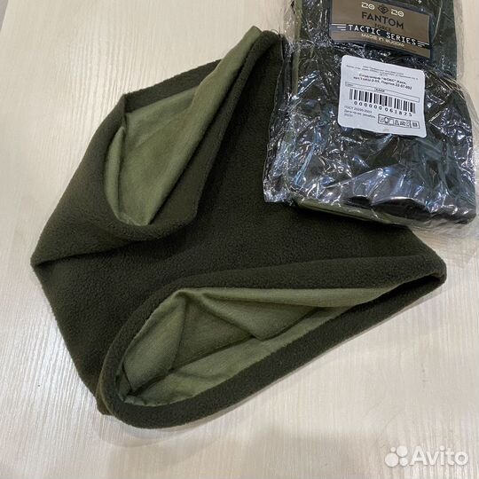 Шарф-снуд двухслойный, труба, флис, хаки