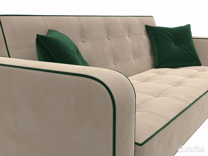 Диван-книжка Тур, велюр, бежевый, зеленый, зеленый
