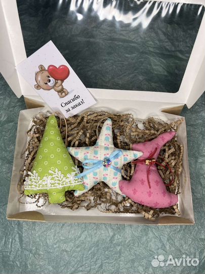 Набор новогодних текстильных игрушек ручной работы