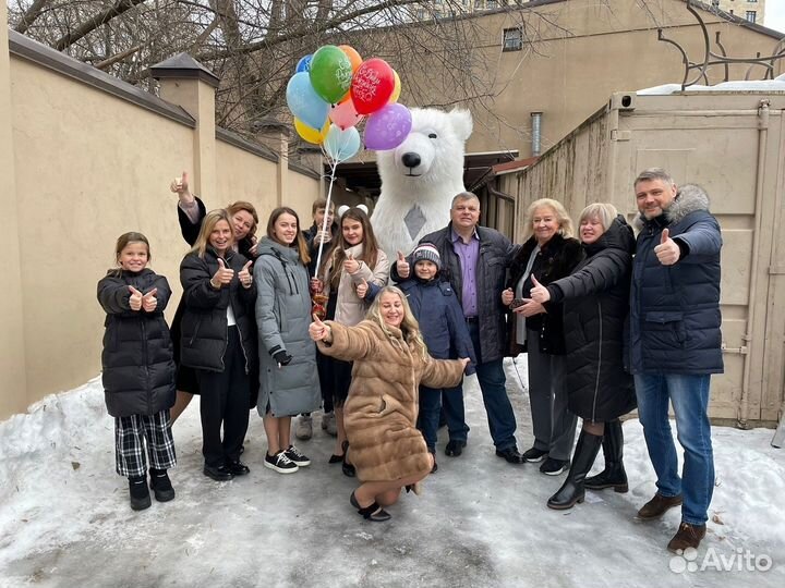 Поздравление Белого Мишки,Ростовая кукла мишка