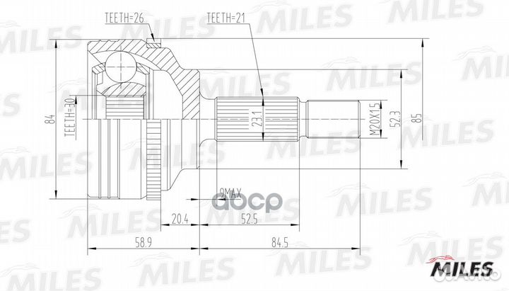 ШРУС наружный с ABS renault logan/clio (GKN