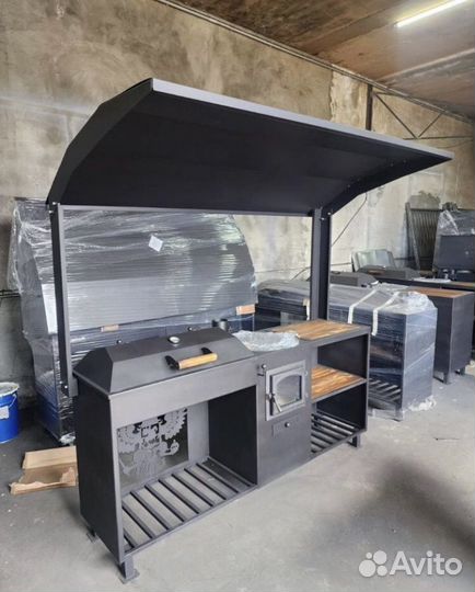 Мангал с крышей и барбекю 4в1