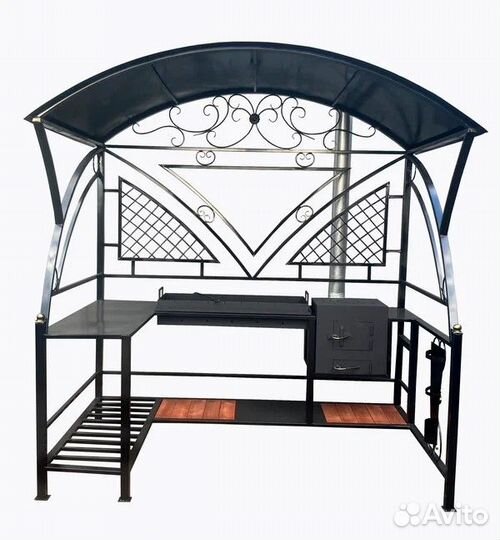 Мангал для дачи с крышей и печкой Kovmangal Рич 22