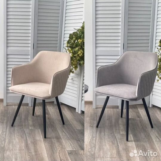 Стул fort поворотный, серый и бежевый велюр
