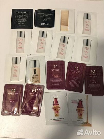 Пробники тональных кремов и полные версии их