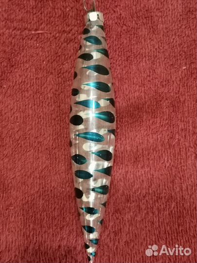 Глинка Сосулька елочная игрушка СССР Стекло