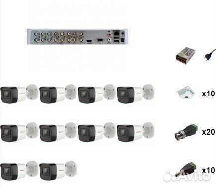 Комплект видеонаблюдения HiWatch 9 камер со звуком