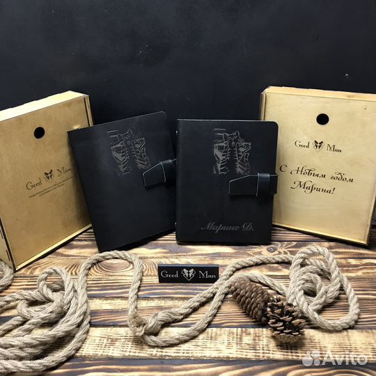 Ежедневник А5 из толстой кожи с гравировкой