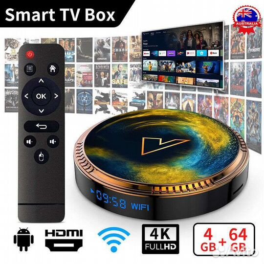 Андроид смарт 4/64 WI-FI приставка 4К