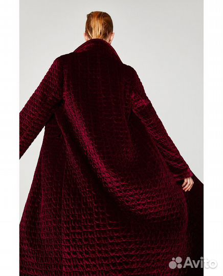 Zara (s-m) бархатное кимоно кафтан бордовое