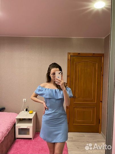 Платье женское голубое