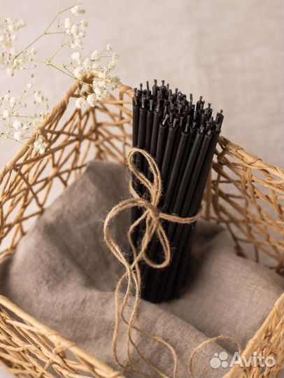 Черные восковые свечи 100 штук