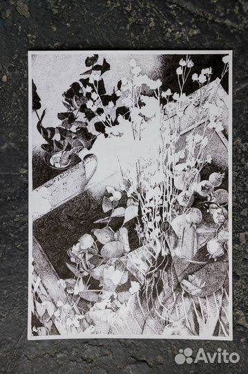 Интерьерная картина графика натюрморт