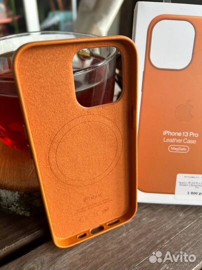 Чехол iPhone 13 Pro Кожа Оранжевый