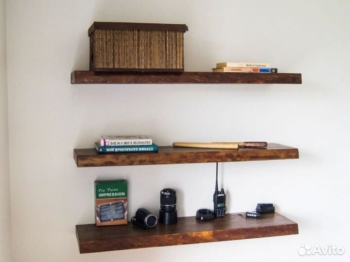 Полка со скрытыми креплениями из ясеня