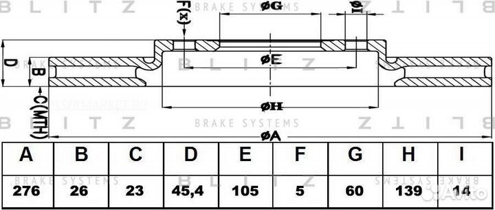 Blitz BS0310 Диск тормозной вентилируемый перед