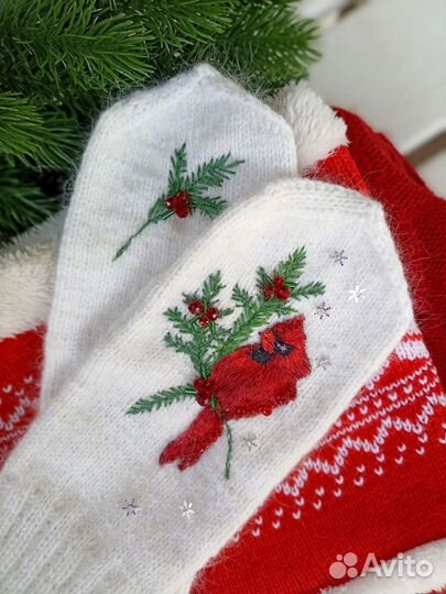 Варежки вязаные ручной работы