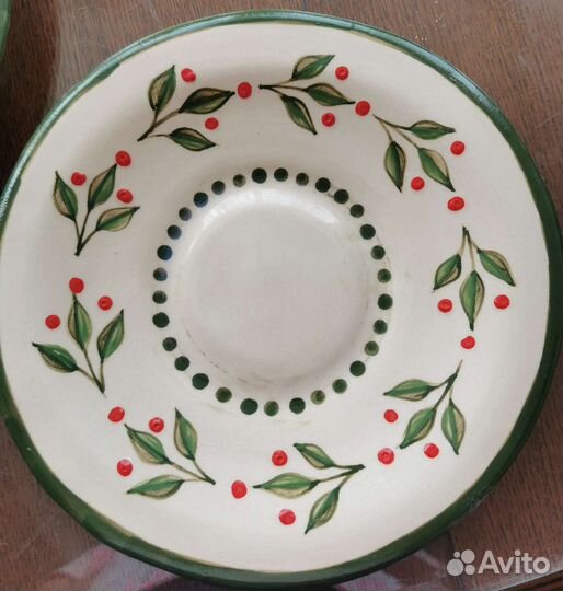 Тарелка ручной работы. Полуфарфор, 22 см