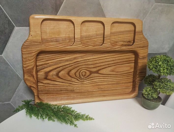 Сервировочная тарелка - шашлычница из массива