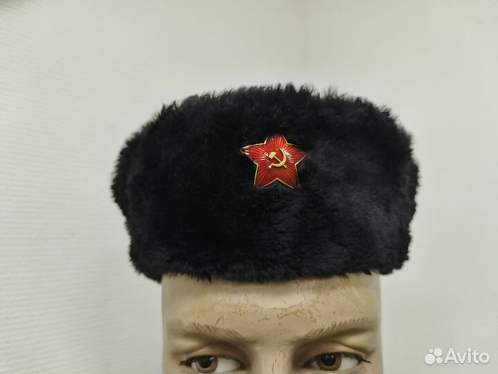 Ушанка с кожаным верхом 56 размер