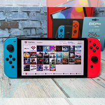 Nintendo switch Oled (Neon 64gb) +256gb карта памя